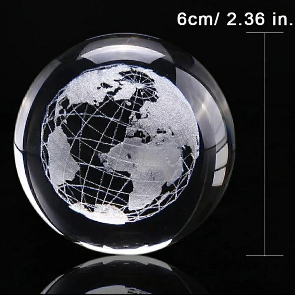 6cm 3D Crystal Ball Glass Laser Engraved Miniature - Picture 2 of 3